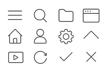 Leinwandbilder - Minimalist icon set representing common digital user interface elements for web and app design projects