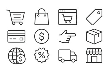 Aufkleber - Shopping icons collection representing e-commerce activities and transactions in a digital marketplace