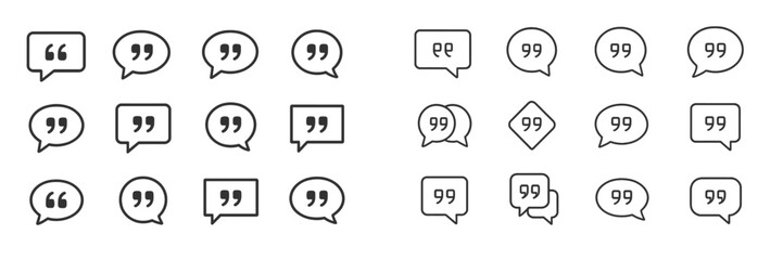 Leinwandbilder - Various speech bubbles and quotation marks arranged in unique patterns on a plain background for creative design uses