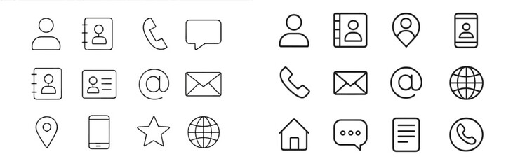 Leinwandbilder - Variety of contact icons representing digital communication, location services, and personal information management