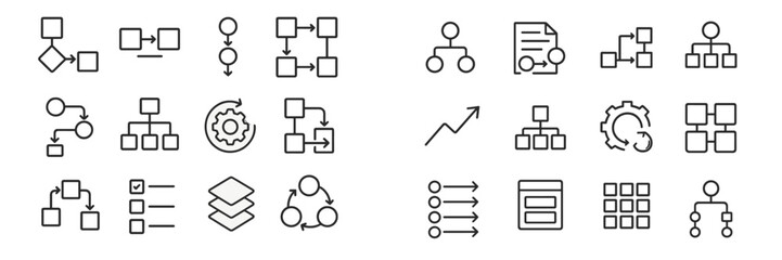 Leinwandbilder - Flowchart symbols and diagram elements used for process mapping and data visualization