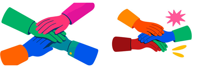 Aufkleber - Colorful hands unite to symbolize teamwork and collaboration in a modern design