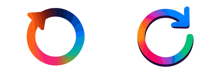 Leinwandbilder - Colorful circular shapes represent refresh and repeat concepts, showcasing a blend of gradients in a digital design style