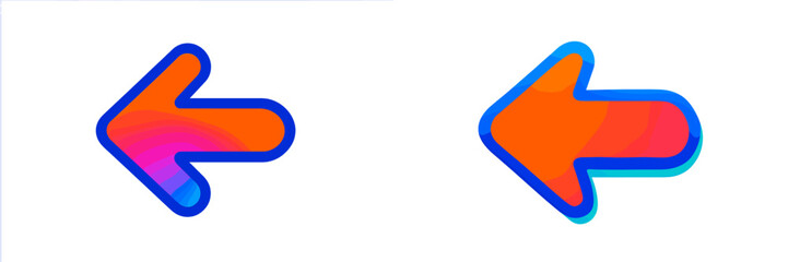 Leinwandbilder - Colorful left and right arrow graphics designed for digital navigation or user interface elements