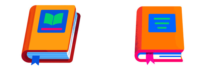 Aufkleber - Colorful illustrated books on a white background representing education and learning resources