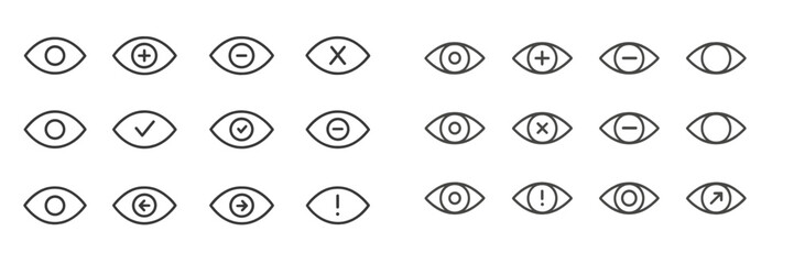 Aufkleber - Collection of various eye symbols conveying different actions and feelings on a simple background