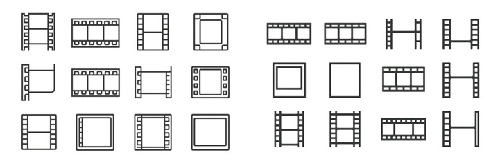 Leinwandbilder - Variety of film frames and film strips arranged in a grid pattern on a neutral background