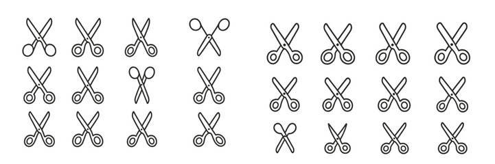Aufkleber - Scissors arranged in various styles and positions on a white background showcasing their versatility and design
