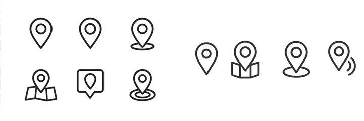 Aufkleber - Collection of location pin icons for navigation and mapping applications in minimalistic style