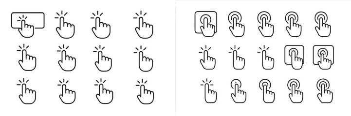 Aufkleber - Various hand gestures illustrating tapping and clicking actions for user interface design