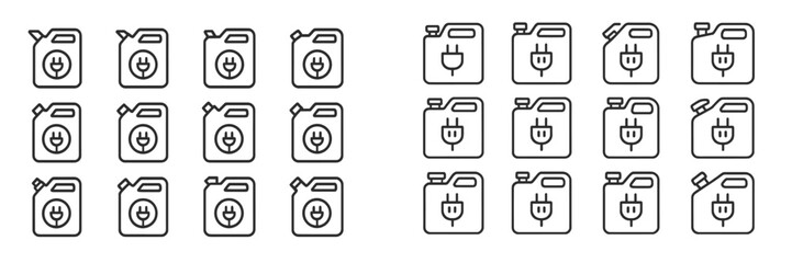 Aufkleber - Icons representing fuel and electric charging options for vehicles in a clear, organized grid layout