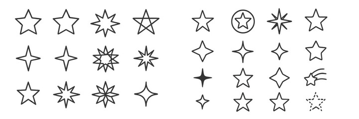 Leinwandbilder - Unique collection of star symbols in various shapes and styles for creative design projects