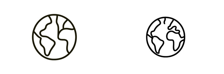 Aufkleber - Two minimalist representations of Earth showcasing distinct geographical features and artistic styles
