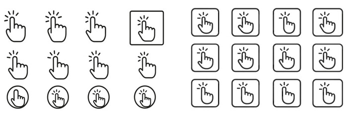 Aufkleber - Various hand icons indicating touch or selection actions on a digital interface displayed in multiple sizes