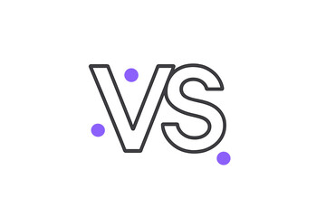 Poster - Creative graphic design featuring the letters VS in bold typeface with colored dots, symbolizing competition or comparison