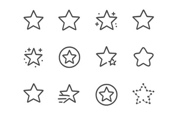 Aufkleber - Variety of star icons in different designs showcasing unique shapes and embellishments on a plain background