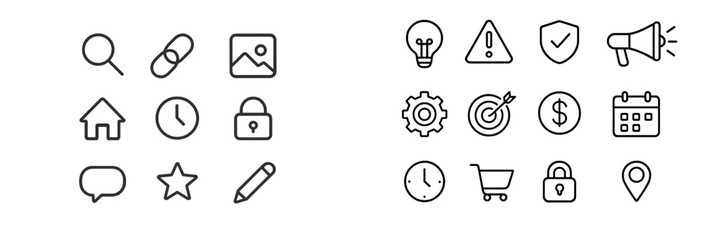 Aufkleber - Collection of minimalistic icons representing various concepts for design and technology applications in a modern workspace