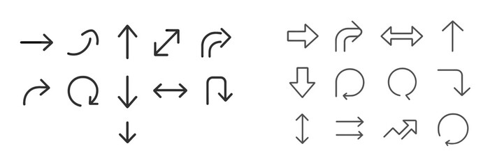 Aufkleber - Various directional symbols showcasing arrows and movement styles commonly used in signage and design