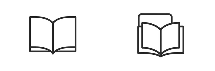 Aufkleber - Unique icons representing an open book and a stack of books in a minimalist design style