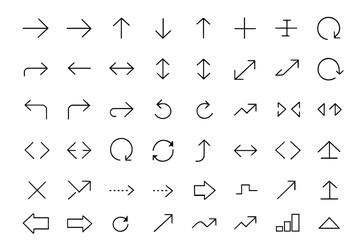 Aufkleber - Collection of directional and movement symbols illustrating various navigational concepts and actions