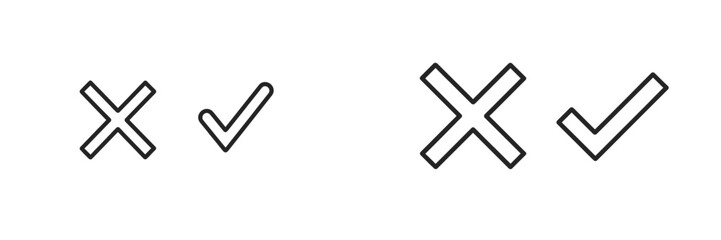 Aufkleber - Symbols of check and cross indicators represent decisions and evaluations in a simple, minimalistic design on a white background