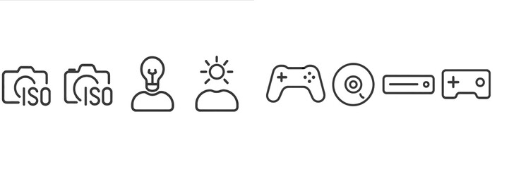 Aufkleber - Icons representing photography, creativity, gaming, and technology in a modern digital landscape