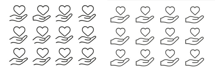 Poster - Hands holding hearts in a creative pattern for a design project or digital artwork presentation