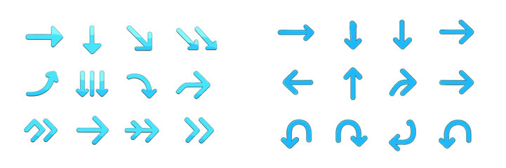 Aufkleber - Vectors of directional arrows in various orientations for design and illustration purposes