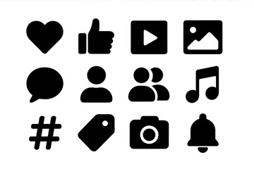 Leinwandbilder - Various social media icons representing engagement, content creation, and communication in digital platforms