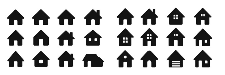 Leinwandbilder - Variety of house icons displayed in a grid format showcasing diverse shapes and designs