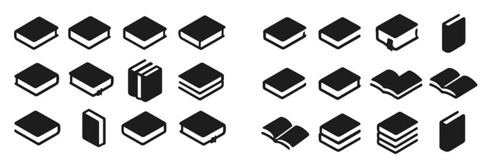 Aufkleber - Various book icons featuring different styles and orientations suitable for digital use and design projects