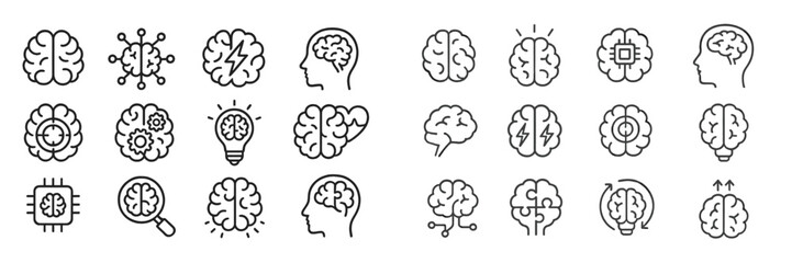 Poster - Creative icons representing brain functions, mental processes, and cognitive activities in modern design
