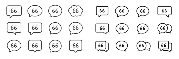 Aufkleber - Multiple speech bubbles displaying the number 66 in a simple and minimalistic design across a white background