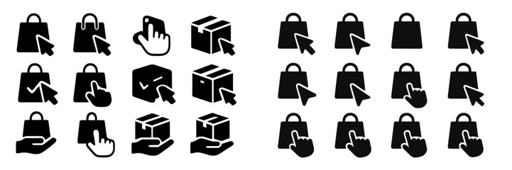 Aufkleber - Icons representing shopping and delivery activities in a digital format showcasing various hand gestures