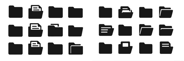 Fototapete - Collection of various folder icons depicting different document arrangements for digital organization