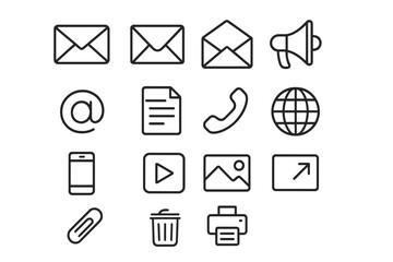 Aufkleber - Collection of simple communication and media icons for digital use