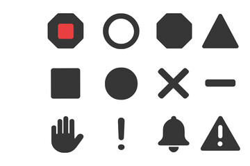 Aufkleber - Various geometric shapes and symbols displayed in a grid format on a neutral background in a creative design context