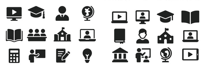 Poster - Educational icons representing various learning concepts and tools for digital classrooms
