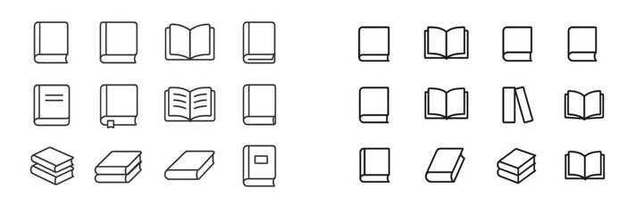 Poster - Various book icons arranged in a grid showcasing different types and styles of books and book covers