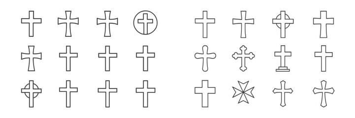 Poster - Collection of different cross designs and shapes arranged neatly on a white background showcasing various styles