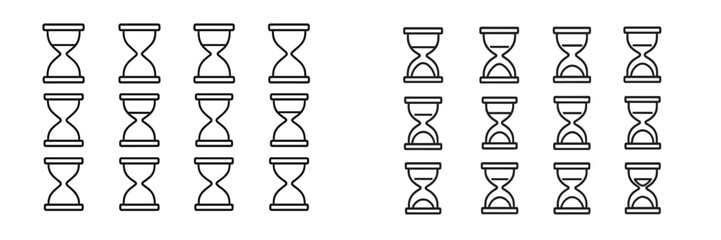 Aufkleber - Multiple hourglass icons arranged in neat rows, illustrating the passage of time in a minimalistic design