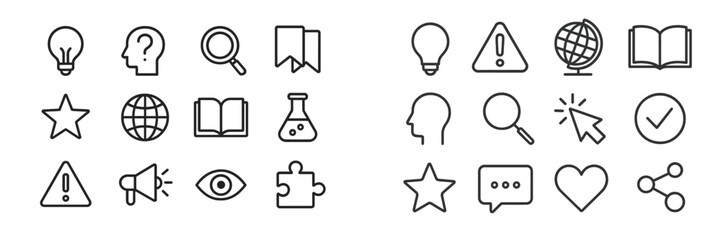 Poster - Icons representing ideas, knowledge, and safety in a simple black and white design suitable for education and awareness