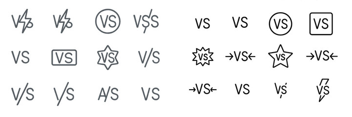 Aufkleber - Various designs of the Vs symbol showcasing creative styles and graphics for artistic representation