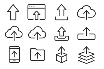 Leinwandbilder - Upload icons collection showcasing various upload symbols in minimalist design for web and mobile applications