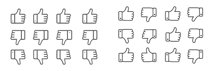 Leinwandbilder - Various hand gestures displayed in a simple, minimalistic graphic representation of approval and disapproval symbols