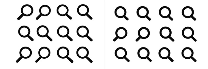 Leinwandbilder - Patterns of magnifying glasses arranged in a grid illustrating focus and attention on details
