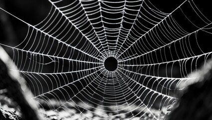 Wall Mural - A spider web woven intricately.