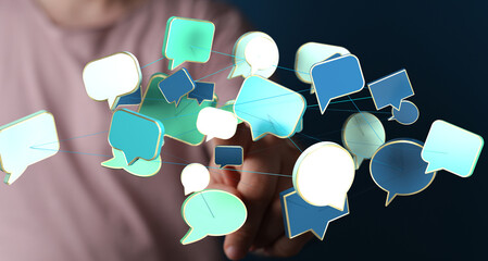 Leinwandbilder - Abstract image of interconnected speech bubbles, symbolizing global communication and networking.
