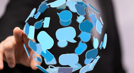 Poster - Abstract image depicting global communication, networking, and social media.  Perfect for tech, business, and social media concepts.