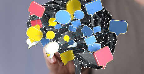 Leinwandbilder - Abstract image of interconnected speech bubbles, symbolizing global communication and networking.
